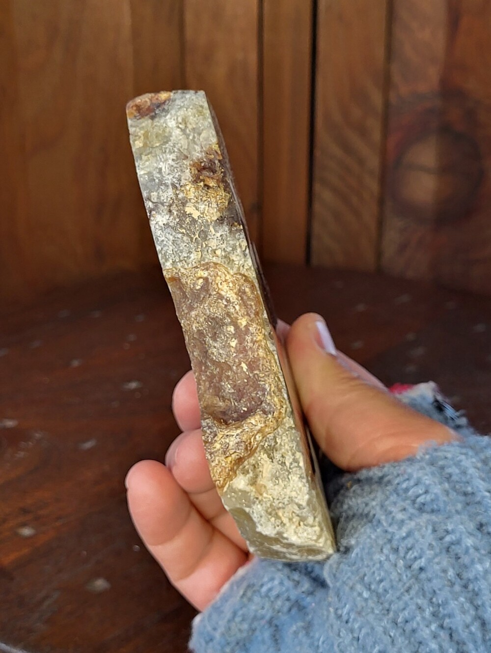 Polished Agate Geode Slice - Amber Brown Glow - Picture 5 of 12